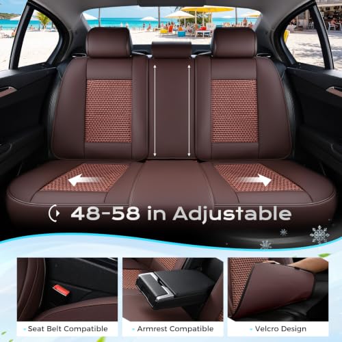 Image of Coverado Car Seat Covers Full Set, 5 Seats Car Seat Protector, Universal Breathable Car Seat Covers Front Seats Back Seats, Car Seat Cushion Fit for Most Vehicles Brown