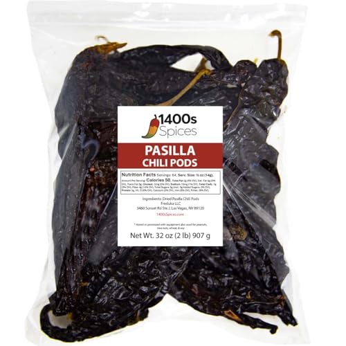 2lb Pasilla Chiles Dried, Chile Food Service by 1400s Spices