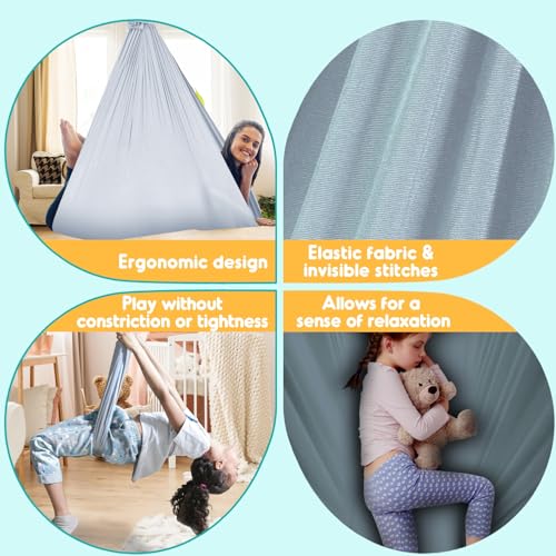 Chihee Sensory Swing Therapy Swing Hammock Indoor Outdoor for Kids, Hardware Included, Soft Breathable Nylon Cuddle Swing Joy Hammock for Child Adult with Autism, ADHD, Aspergers, Sensory Integration - Image 6