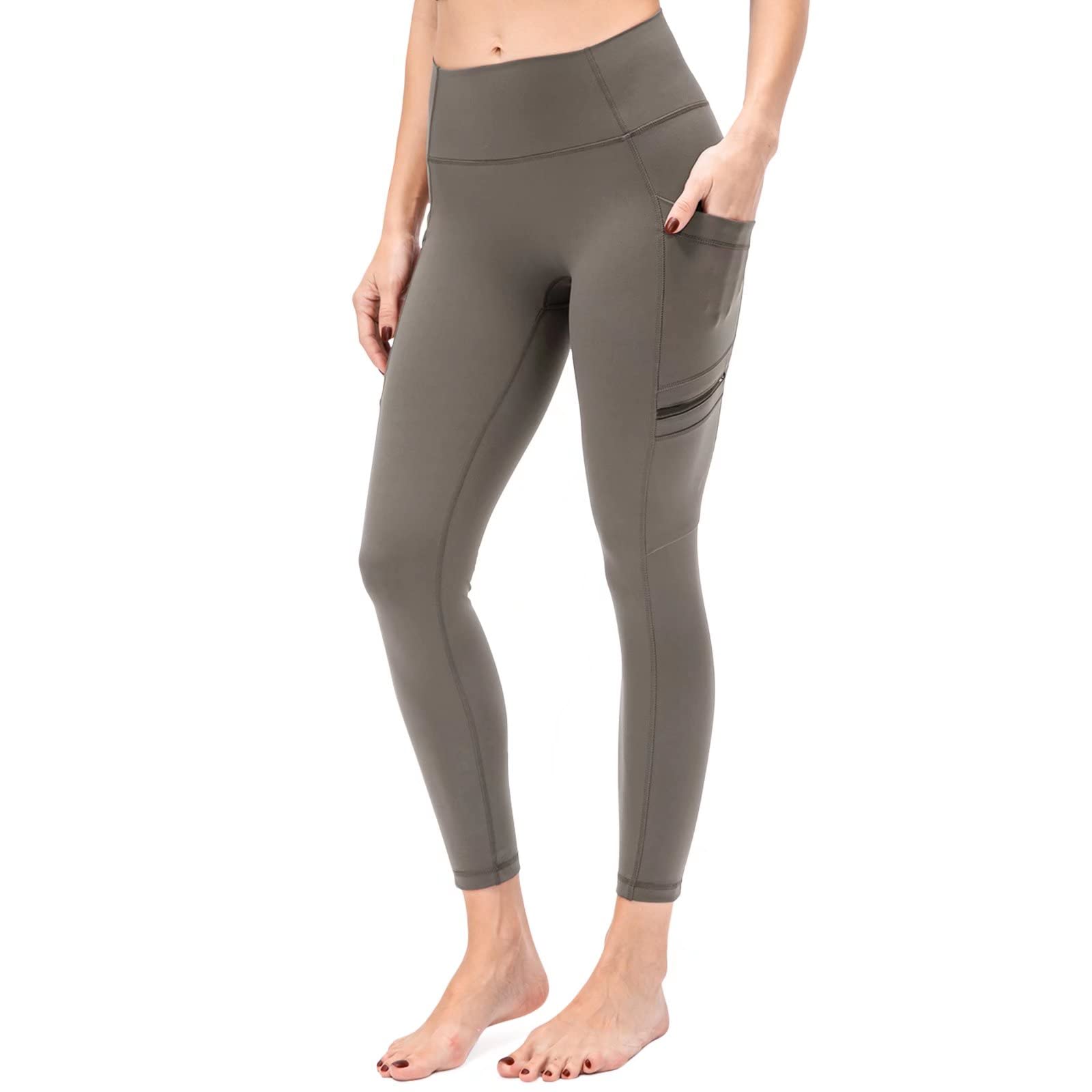 TERODACO Yoga Pants for Women Zip Pockets Comfy Gym Leggings Womens High Waist Compression Sports Leggings Women Running Workout Fitness Tights,Quick Dry Seamless Lightweight