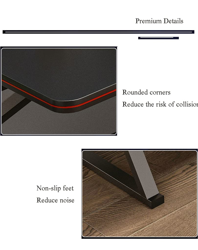 Tavolo da Gaming Superficie in Fibra di Carbonio, Modello Grande, postazione di Lavoro per PC a Forma di Z con Rete Metallica, Lunghezza 140 cm.