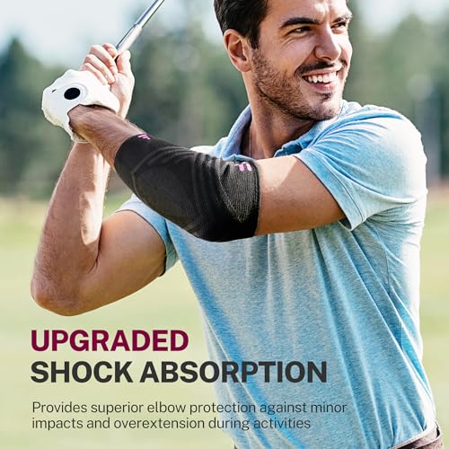 tennis elbow brace for men women with 2 contoured gel pads breathable knitted fabric non slip compression sleeve for golfer39s tennis elbow pain relief 1 pack size m