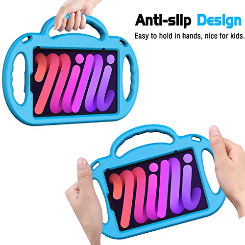 Avawo Kids Case For Ipad Mini 6 2021 8.3 Inch, Ipad Mini 6Th Generation Case - With Shoulder Strap, Shockproof Lightweight Handle Kickstand Kids Case For Ipad Mini 6Th Generation 8.3 Inch 2021, Blue #TOP2