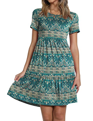 Image of TAOHUADAO 2026 Summer Dresses for Women Short Sleeve Ruffle Casual Sundress with Pockets