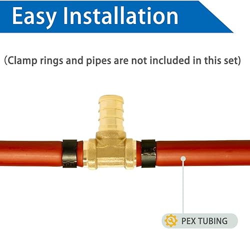 Miniatura 3 de Hooshing 9PCS 34 pulgadas PEX Tee Fitting latón macizo Barb Crimp Fittings para manguera de tubo PEX