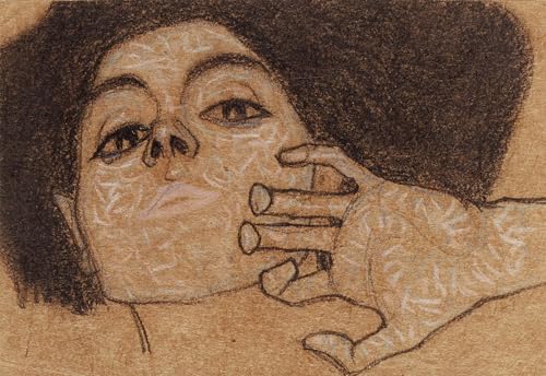 Cuadro en lienzo Cabeza de mujer de Egon Schiele, pintura al óleo para decoración 60x90