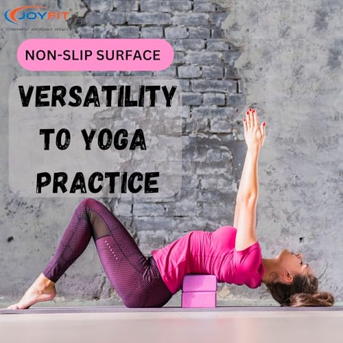 Image of JoyFit Yoga Blocks Set of 2 with Yoga Belt | High-Density EVA Foam Yoga Bricks for Stretching, Balance & Support | Soft Non-Slip Surface (9x6x3 inch)