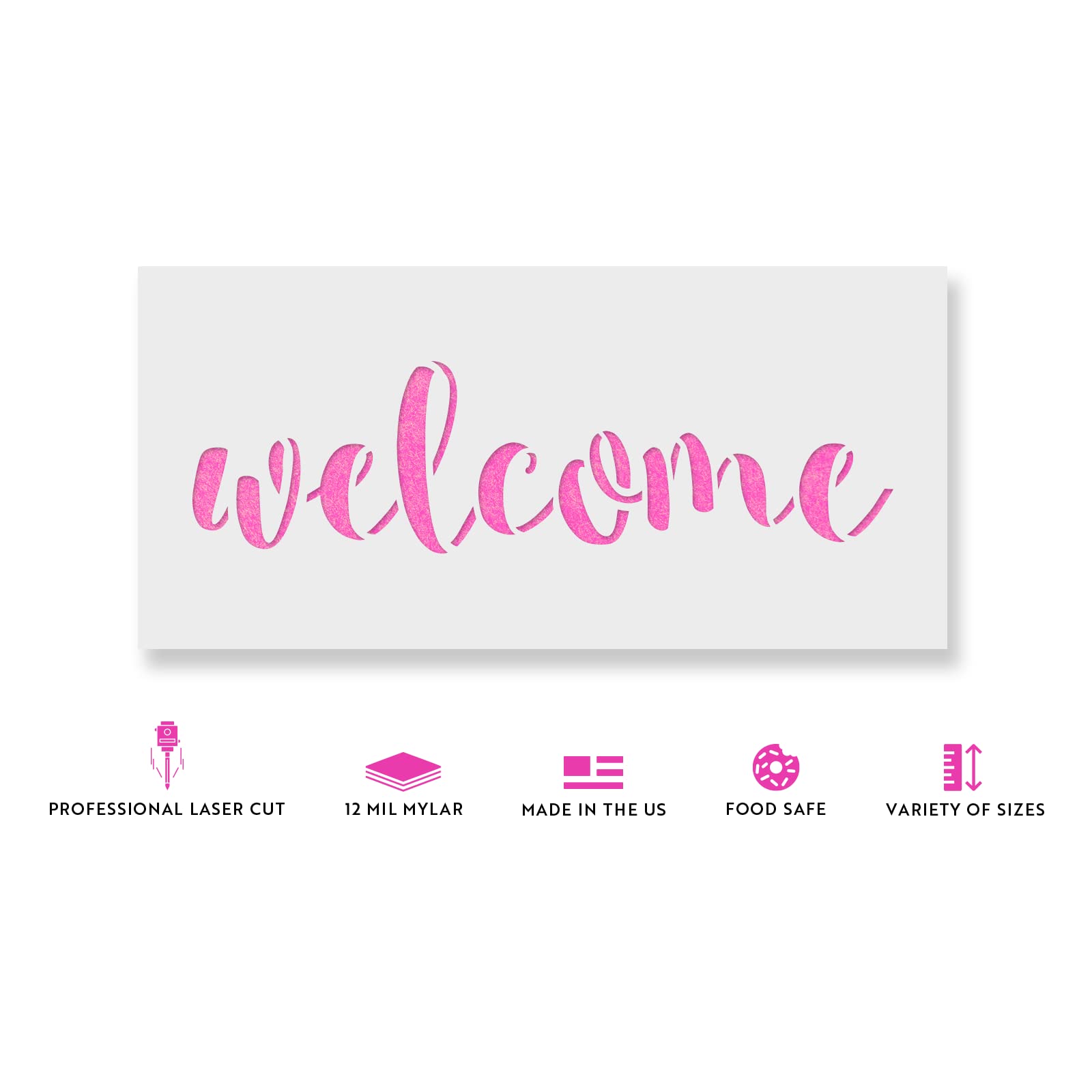 Welcome Stencil Template for Walls and Crafts - Reusable Stencils for Painting in Small & Large Sizes
