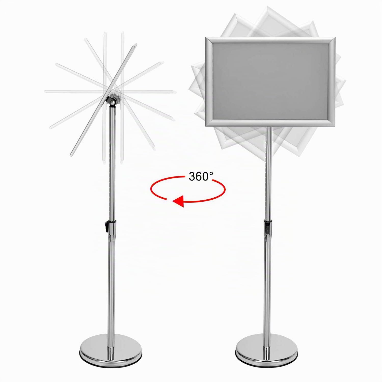 Porte Affiche A4 sur pied Présentoir A4 Support pour Affiche Porte-Affiche, Support de signe en alliage d'aluminium, Argent