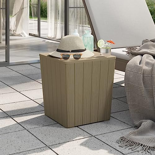 KCCKOM Patio Table with Removable Lid Light Brown Polypropylene,Sturdy Patio Table with Storage for Outdoor Spaces Outdoor Furniture