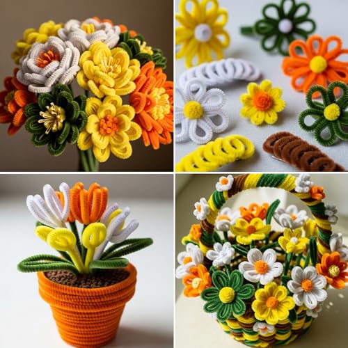 Image of Caydo 200 Pieces Yellow Pipe Cleaners Craft | Chenille Stems for DIY Art Creative Crafts Party Decorations (12 Inch x 6 mm)