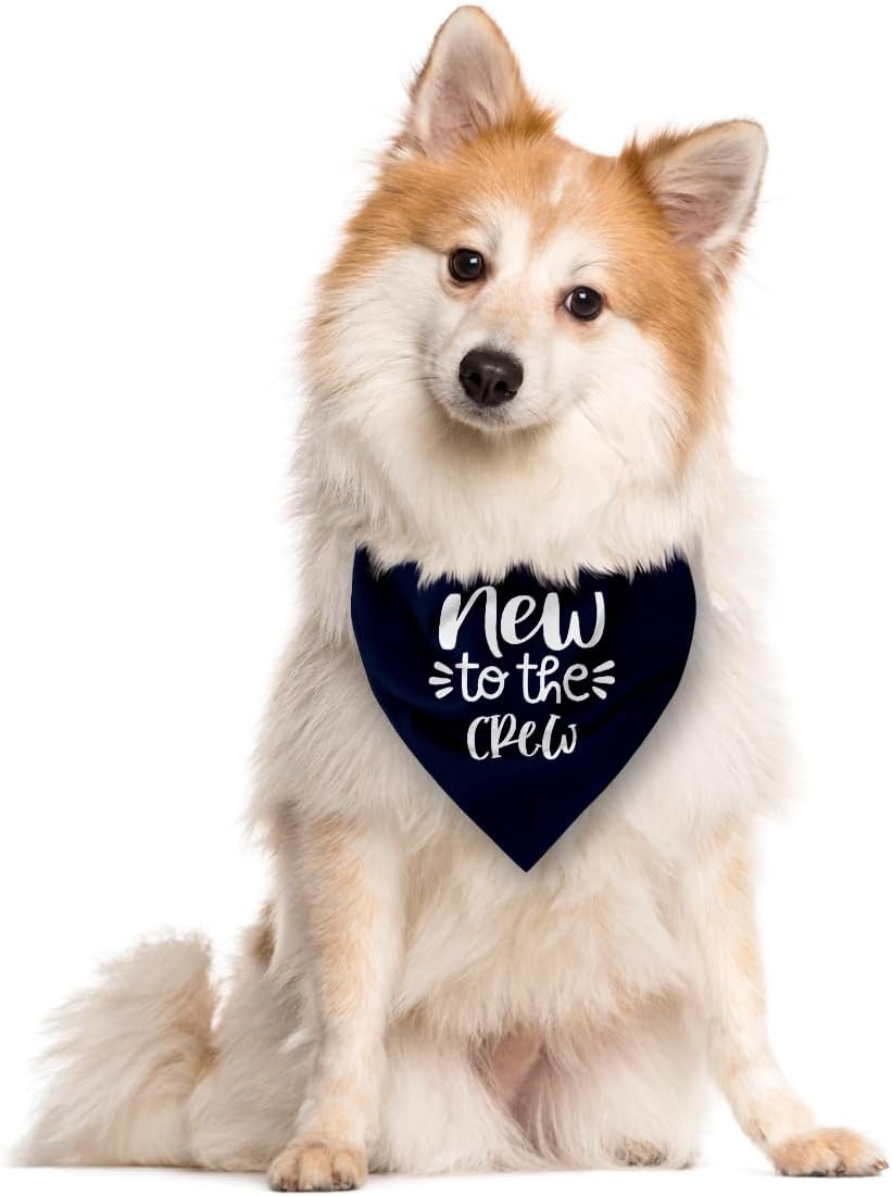 New To The Crew Dog Bandana, Dark Blue Pet Triangle Scarf, Funny Cute Dog Scarf Accessories, Gift For Dog Lover, For Small Medium Large Dogs (E63)