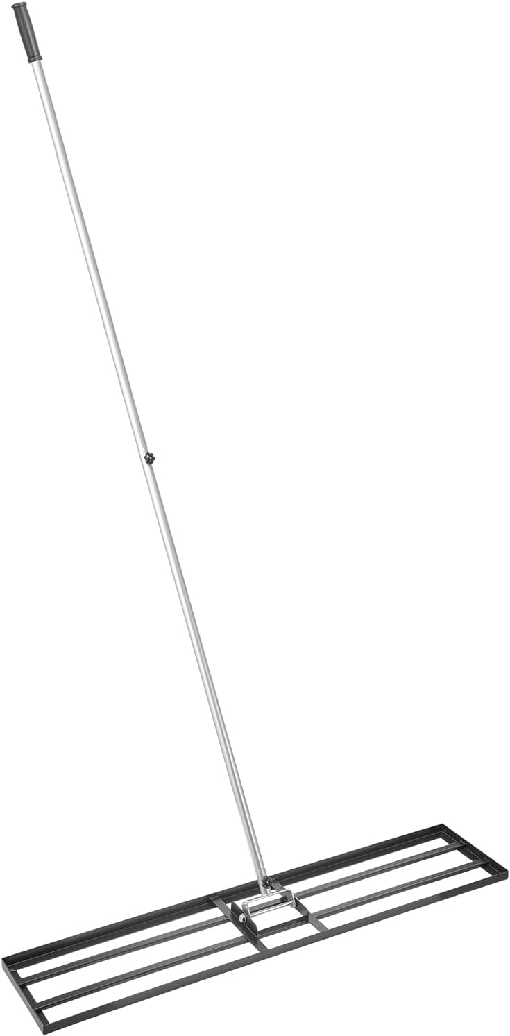 VEVOR Lawn Leveling Rake, Lawn Leveler with 83.9 in Handle, 48x10 in Ground Plate, Rust-Resistant Carbon Steel Soil Leveler, 2 Heights Adjustable, Effort Saving Lawn Leveling Tool for Yard Golf Court