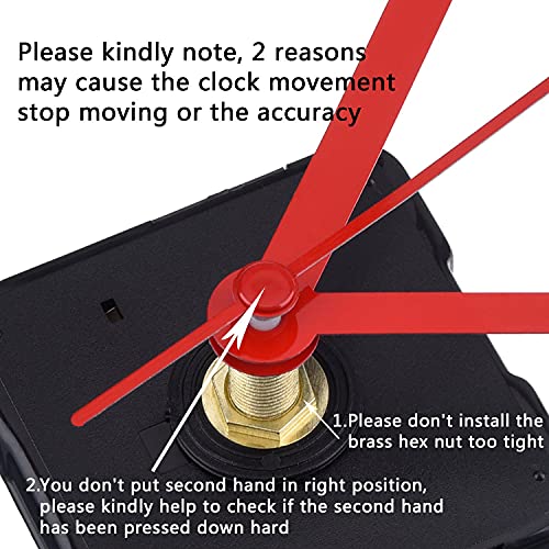 PMELCXD Silence Quartz Clock Movement, 11/25 Inch Maximum Dial Thickness, 4/5 Inch Total Shaft Length (Red)… - Image 3