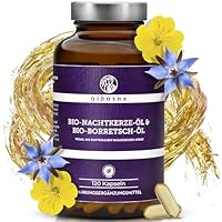 QIDOSHA® BIO Nachtkerzenöl & BIO Borretschöl, 700mg/Kapsel, vegane Kapselhülle, kaltgepresst, deutsche Fertigung, 120 Stk/Glas, Nachtkerzöl bio plus Borretsch-Öl bio