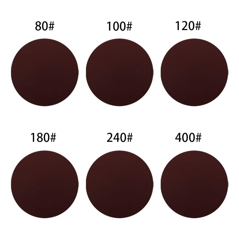 10-inch 250mm Sanding Discs 80#/100#/120#/180#/240#/400# Self Stick Adhesive Back Aluminum Oxide Sandpaper Total 18pcs, (Bettomshin)