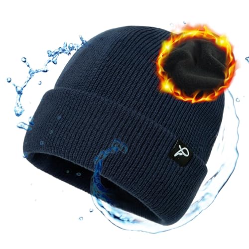 TOP-EX Men's & Women's Winter Beanie Waterproof, Fleece Lined Knit Cap Big Heads &ndash; Durable...