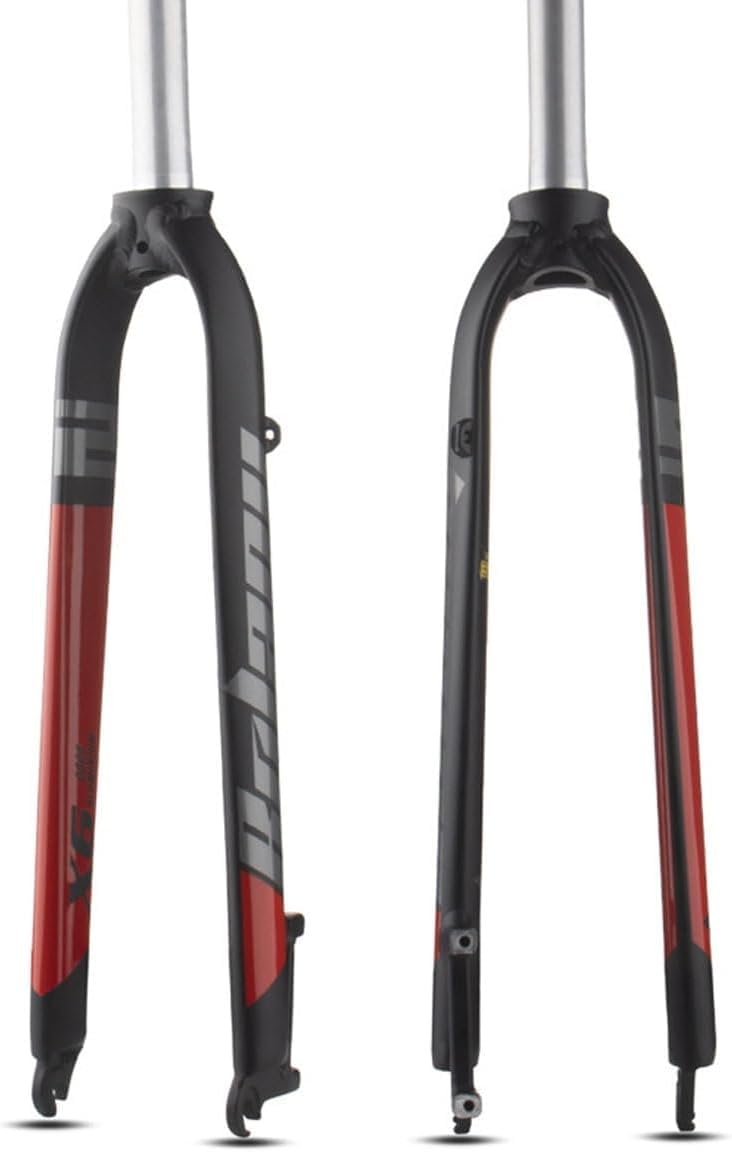 HOMSXPAC Bike Fork 26in 27.5in 29in Mountain Bikes Rigid 1-1/8'' Straight Tube Road Hard Aluminum Alloy Disc Brake Front Quick Release 9 * 100mm(Black red,STRAIGHT_27.5