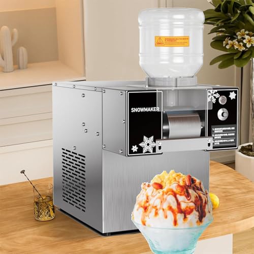 Automatic Snowflake Ice Machine Maker Counter Top, Speed Adjustable Snow Ice Machine, Stainless Steel Shaved Ice Machine