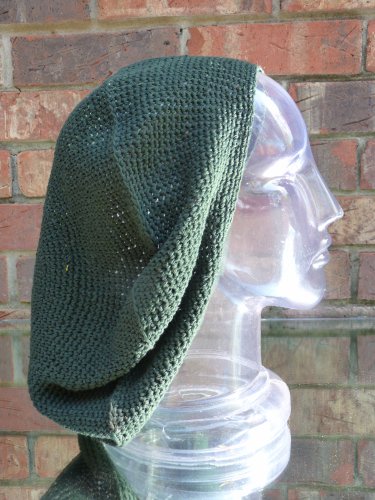Extra Large Tam Beret Slouchy Cap Beanie Hat Crochet Breathable Cotton Pine Green #TOP2