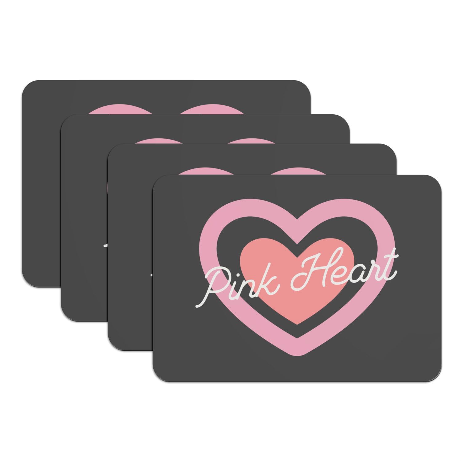 Sets de table en caoutchouc noir grand format durable motif coeur amie rose chic