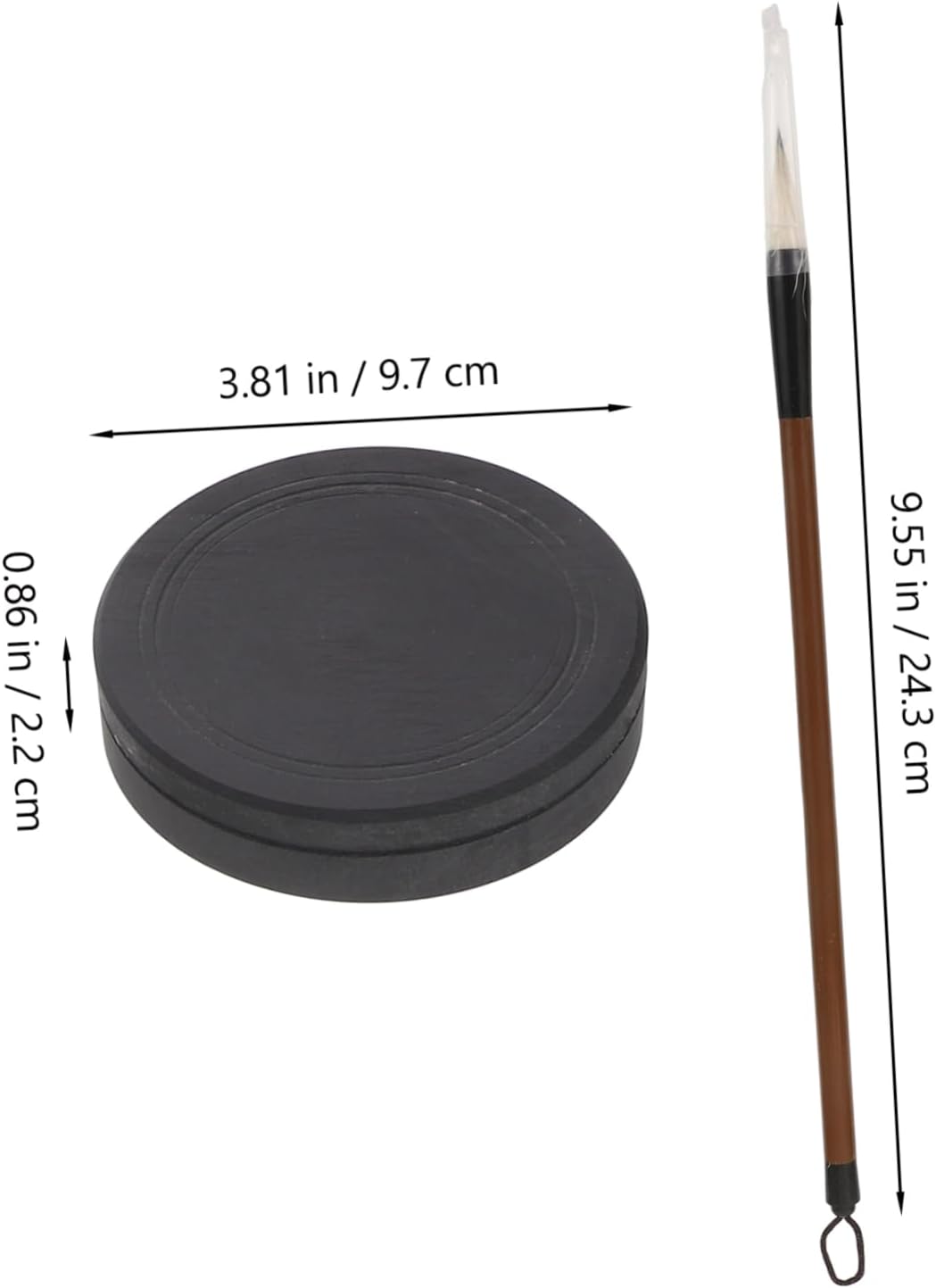 Chinese Calligraphy Set for Beginners 1 Ink Stone 2 Ink Brushes and Practice Paperweight Portable Calligraphy Supplies for Students and Artists