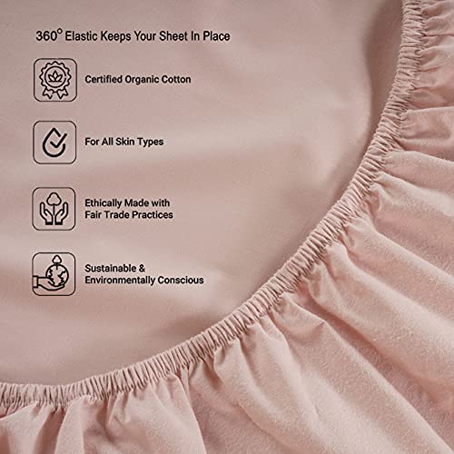 LANE LINEN 100% Organic Cotton Sepia Rose Full Sheets Set 4-Piece Pure Long Staple Percale Weave Bedding for Bed Breathable Fits Mattress Upto 15" Deep - Image 6