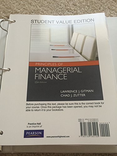 Principles of Managerial Finance: Student Value... 0132165104 Book Cover