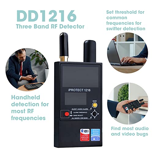 Discover It - Iprotect 3 Band Rf Anti-Spy Counter Surveillance Radio Frequency Bug Detector - Detect Listening Devices, Hidden Cameras, Gps, Wifi, Bluetooth, Gsm, 3G, 4G/Lte, 2.4, And 5.8Ghz Signals #TOP1