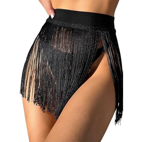 EVELUST Womens Fringe Mini Skirt Cover Up Cover