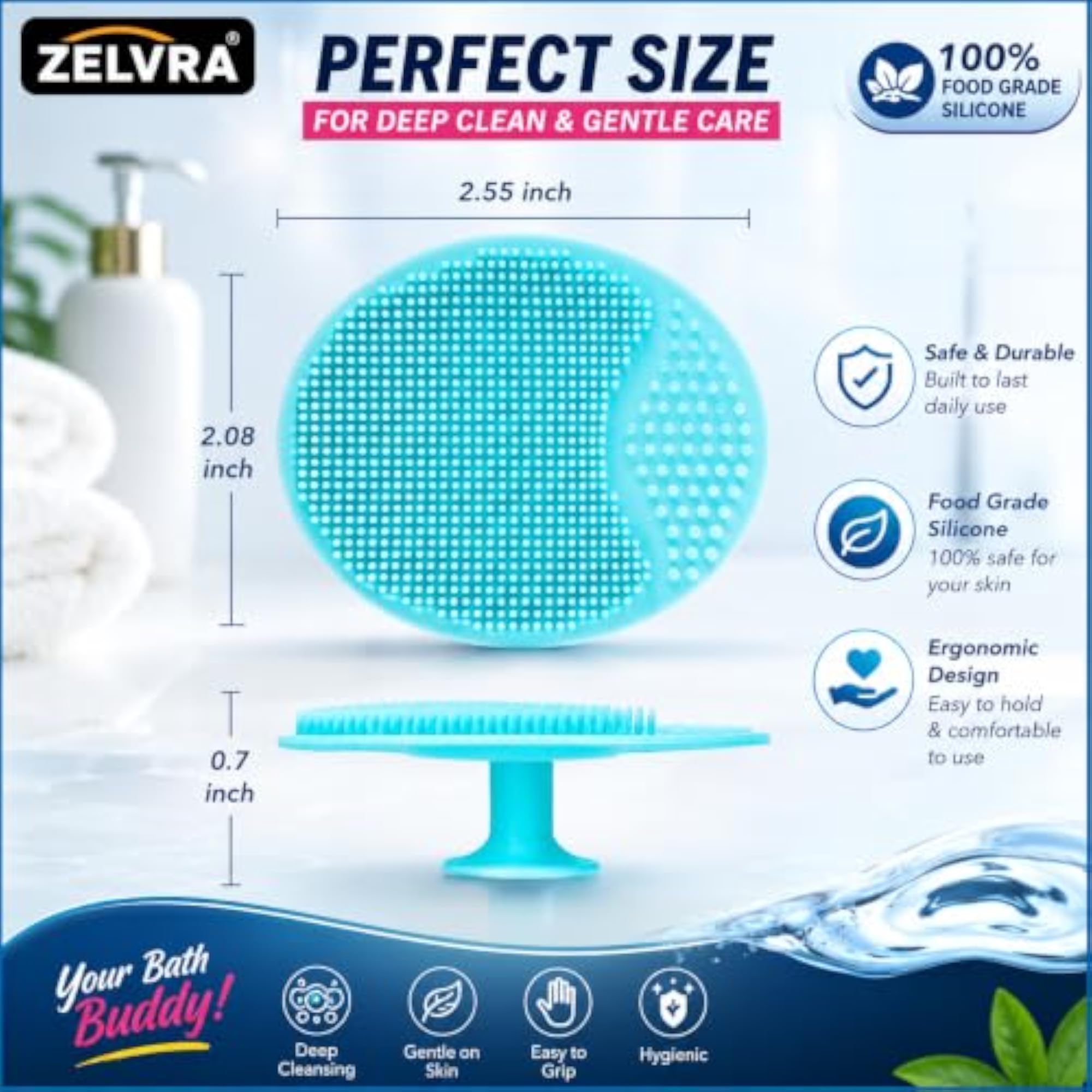 5-in-1 Soft Silicone Bath Brush Set, Unisex