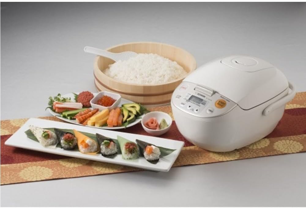 Zojirushi Micom Rice Cooker and Warmer (10-Cup/Beige) Bundle with Cookbook, Kitchen Tongs (Stainless Steel, Black) and 15-Inch Bamboo Spoon (4 Items)