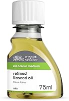 Winsor & Newton Refined Linseed Oil 75ml - Premium Artist Medium for Glossy Flow, Transparency & Slow Drying