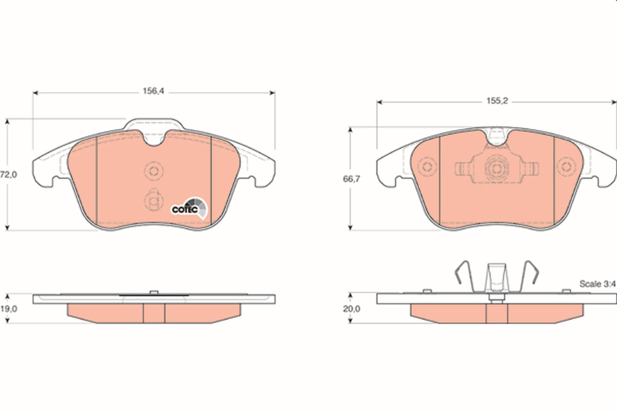 TRW GDB1683 Pastiglie Freno Set di 4 para Ford S-Max (WA6) 2006-2014 Assale anteriore e Altri Veicoli