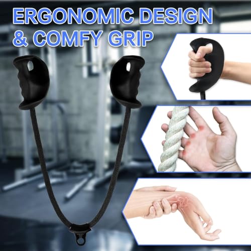 Image of GYMRAT Ergonomic Resistance Band Handles with 2 Carabiners, Heavy-Duty Exercise Handles for Home /Gym Workout Equipment (GYMRAT Black Bicep Rope)