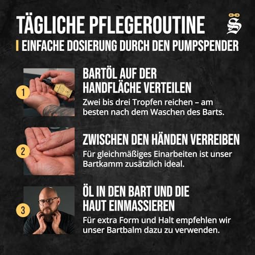 Störtebekker® Premium Bartöl Sandelholz - tägliche Bartpflege für 3-Tage-Bart bis Vollbart - 50ml Beard Oil Vegan - Bart Öl Herren mit angenehmen Duft - Hochwertige Inhaltsstoffe - Made in Germany