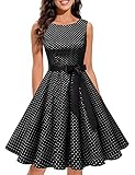 Kleider Kleid Rockabilly Damen cocktailkleid Vintage Kleider 60er Jahre Audrey Hepburn Kleid Kleid festlich Damen 50er Jahre Kleider Damen Petticoat Kleid Black Small White Dot XL
