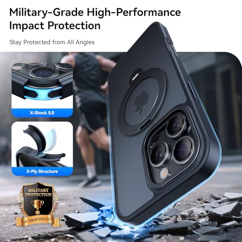 Image of for iPhone 16 Pro Max Case 360Spin Magnetic Stand, Fit for MagSafe, Shockproof of Military-Grade Protection, Magnetic Phone Case for iPhone 16 Pro Max with Kickstand Rotatable 6.9 inch, Black