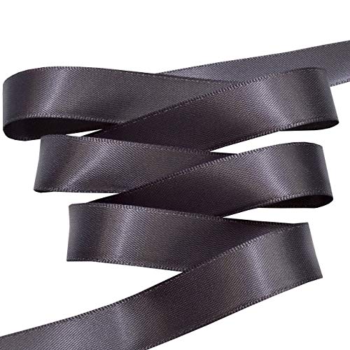Image of Morex Ribbon 08816 /50-077 Double Face Satin Ribbon, 3 /8 inch x 50 Yd, Charcoal