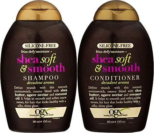 [ NEW COMBO] OGX Frizz-defy/Moisture SHEA SOFT & SMOOTH SHAMPOO + CONDITIONER 13 OUNCE EA Silicone-Free