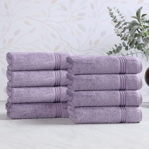 SUPERIOR Heritage Egyptian Cotton Hand Towel Set, Heavyweight Towels for Bathroom, Kitchen, Spa, Home Decor Essentials, Highly Absorbent, Plush Hotel Quality, Includes 8 Hand Towels, Royal Purple