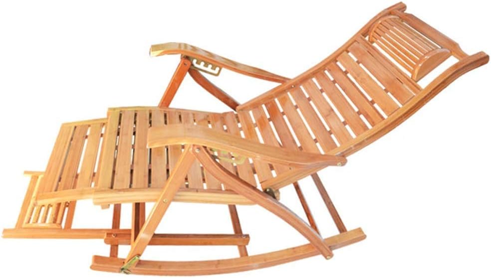 YYAI-HHJU Tumbona De Bambú, Tumbona Mecedora, Sillón Reclinable Ergonómico De Madera para Jardín, Patio, Piscina, Sauna, Soporte 200Kg