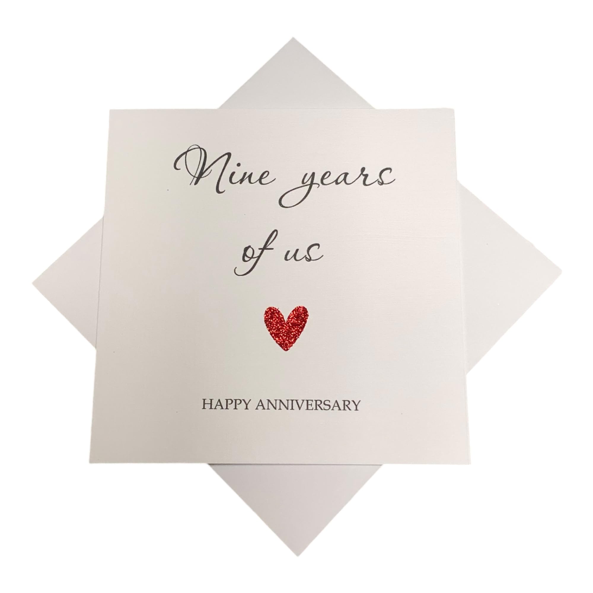 9th Anniversary Card - Pottery 9 Year Ninth Personalised Gift for Wife Husband Boyfriend Girlfriend Partner - Choose Glitter Heart - Various Designs (Year Of Us)