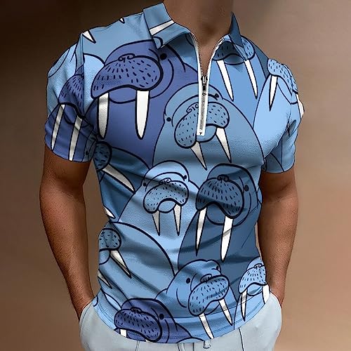 Walrus Men's Zippered Polo Shirts Short Sleeve Golf Shirt Slim Fit Casual T Shirts2