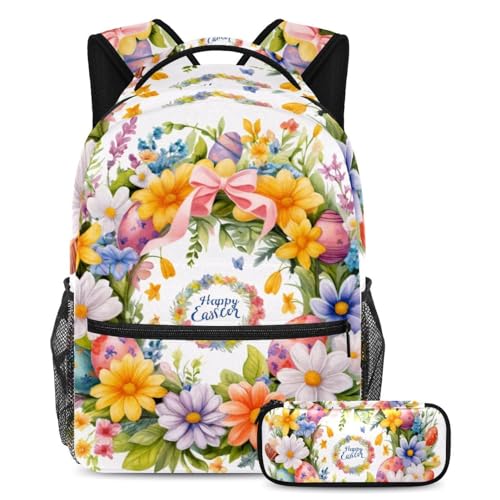 Sac à dos avec trousse pour garçons filles motif blanc multicolore