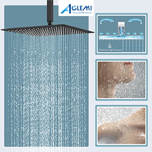 Aolemi-16-Inch-Ceiling-Mount-Shower-System-Matte-Black-Rain-Shower-Head-with-3-Functions-ABS-Handheld-Spray-Bathroom-Luxury-High-Pressure-Shower-Combo-Set-Rough-in-Valve-and-Shower-Trim-Included Aolemi 16 Inch Ceiling Mount Shower System Matte Black Rain Shower Head with 3 Functions ABS Handheld Spray Bathroom Luxury High Pressure Shower Combo Set Rough in Valve and Shower Trim Included