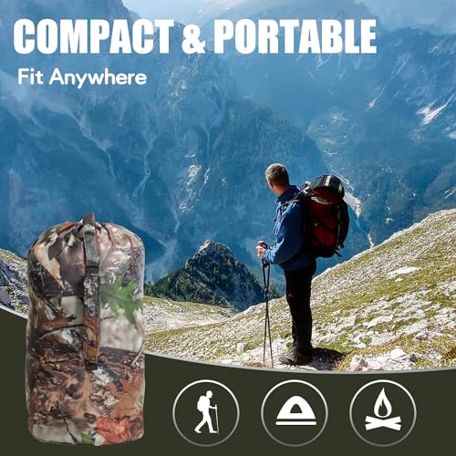 Lenotos Woobie Blanket, Thermal Insulated Military Poncho Liner, Water-Resistant, Portable, Insulation, for Hiking, Survival with Compression Carry Bag (Tree Camo Bionic) - Thumbnail 2