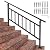 Outdoor Stair Railing Fit for 1-5 Steps with Fence Transitional Handrails for Outdoor Steps Wrought Iron Handrail Adjustable Step Handrail with Installation Kit, Matte Black