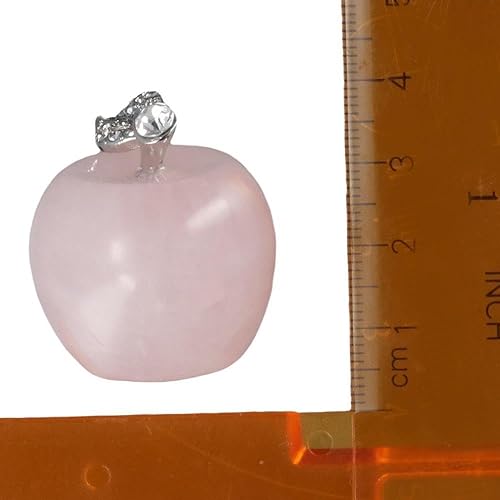 Miniatura 7 de Colección de estatuas de cristal de manzana de cuarzo rosa natural, 1.18 pulgadas, decoración de habitación de manzana rosa, regalo de oficina,