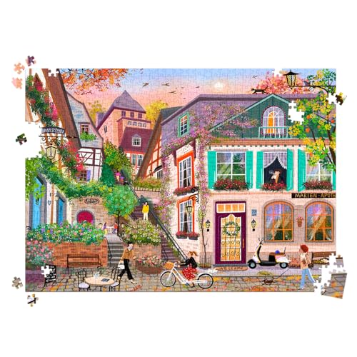 HUADADA Jigsaw Puzzles for Adults 1000 Piece Challenging Game Toys, 1000 Piece Jigsaw Puzzles for Adults Family Decoration Jigsaw 1000-Sunset in the Alley - Image 6